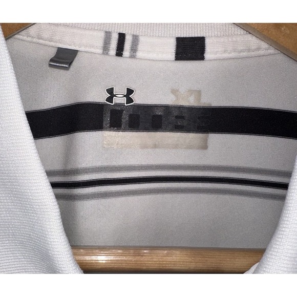 Under Armour Yale Bulldogs Football Polo Mens XL White‎ Gray Striped - Picture 7 of 7